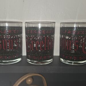VTG Houze Christmas Glasses "Seasons Greetings" Low Ball Cocktail, Eggnog